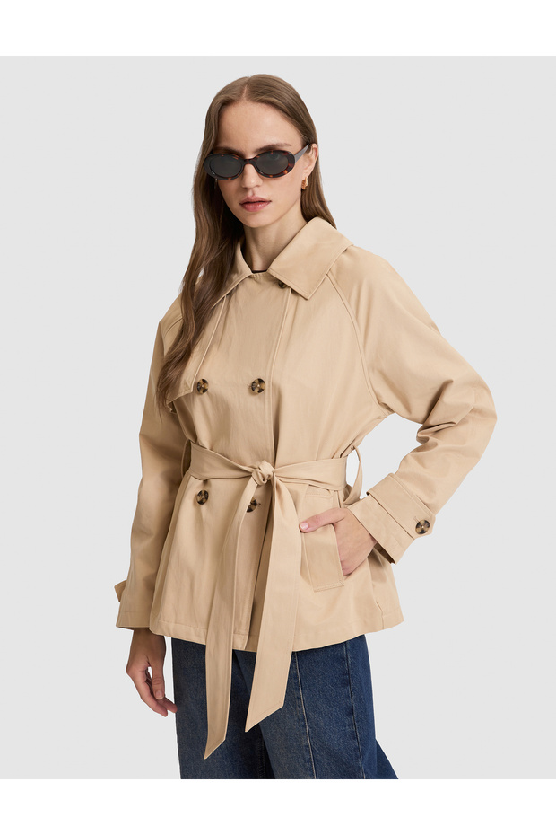 Beige Comfort Fit Trench Coat 50322529-Vr011