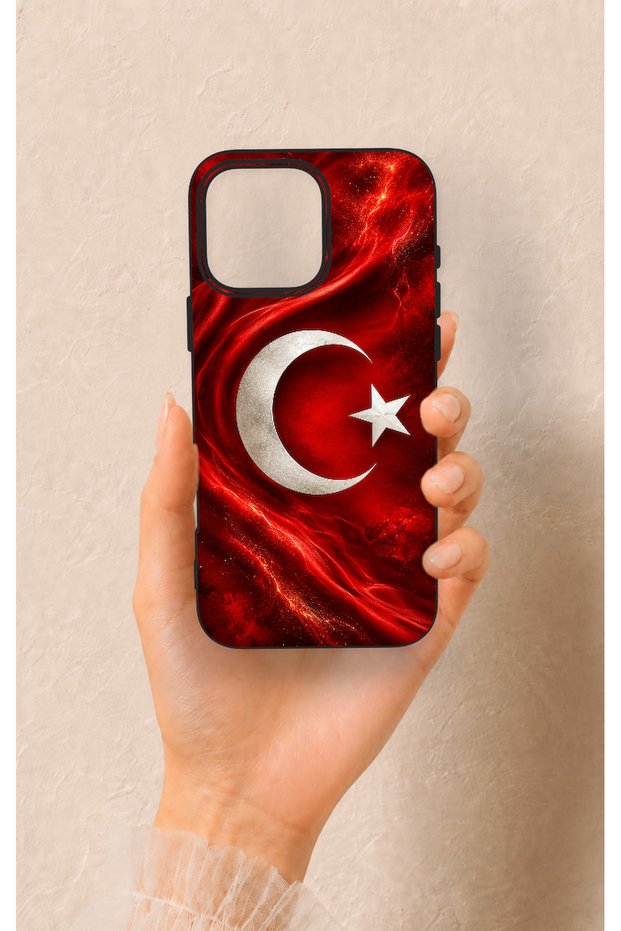 iPhone 16 Pro Max Compatible Turkish Flag Patterned Silicone Case