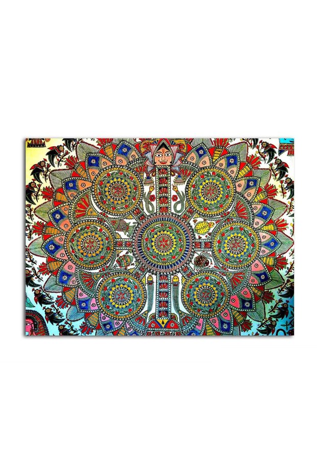 Alayra Madhubani Canvas Painting-The Chakra of Life|-Canvas Painting | | Ready for Framing