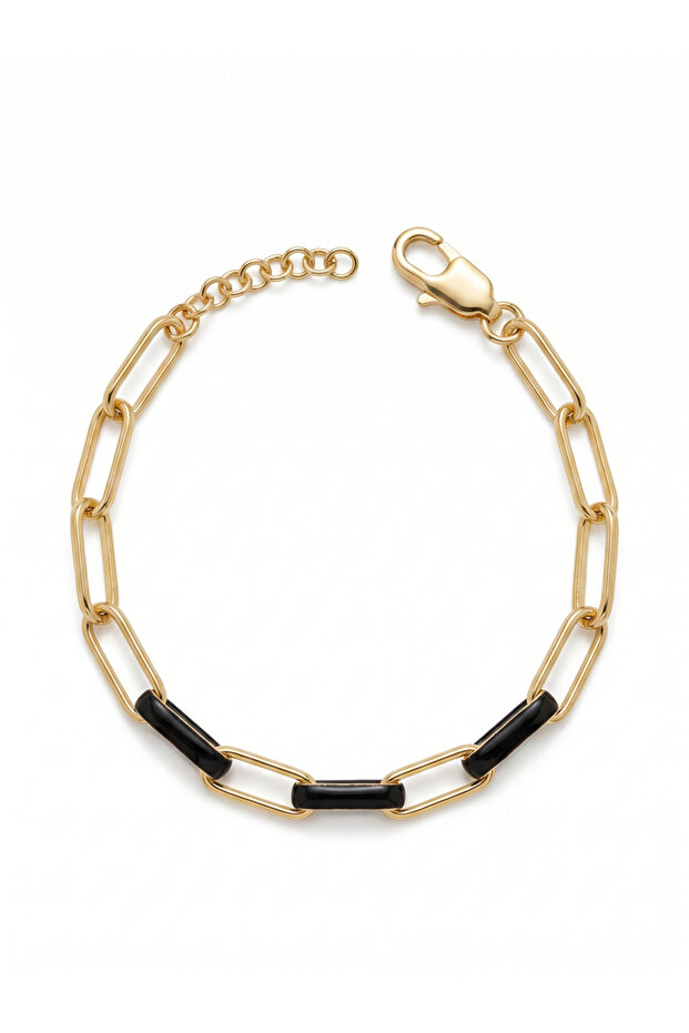 Black Enamel Paperclip Bracelet