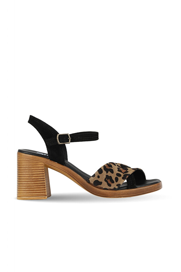 Black Suede Women's Heeled Sandals