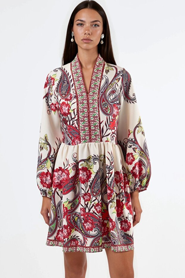 MSN Rochie mini evazată cu model - 5