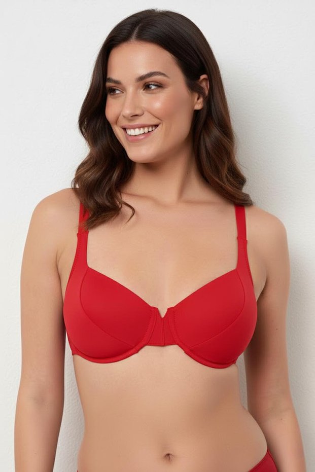 63535 Top de bikini rosu neted
