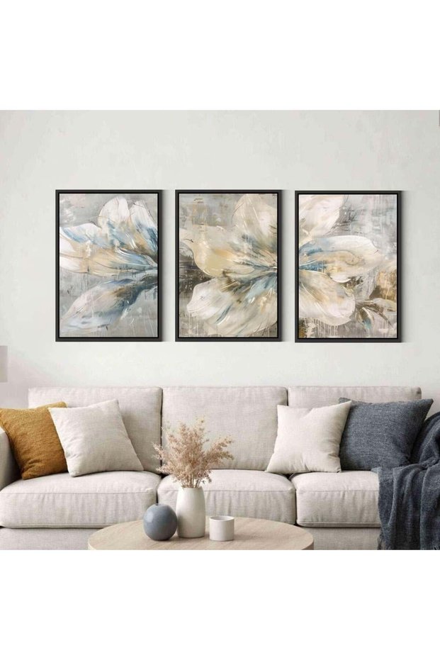 Alayra Wall Art With Outer Frame Decorative Wall Painting Set of 3 40x60 cm Home Decor