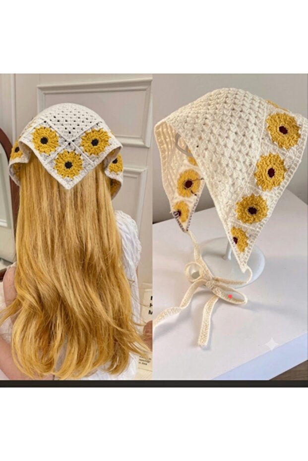 Sunflower knit bohemian bandana