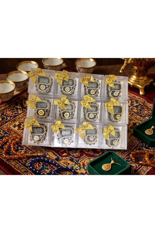 Luxury Pearl Bow Boxed Digital Zikirmatik Gift Set of 12