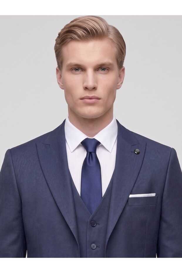 Men's 3 Piece Slim Fit Double Slit Suit with Vest Stylish Classic Suit 6 Drop