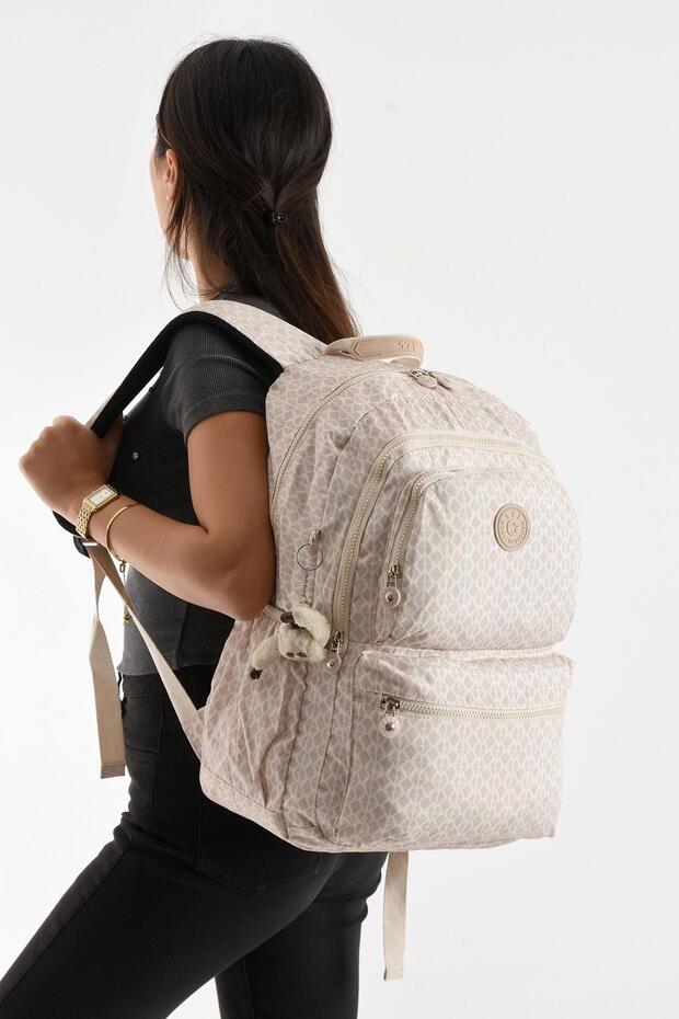 Unisex Cream School Bag, 16 Inch Laptop Bag, Crinkle Waterproof Fabric Backpack, 47X30X15Cm