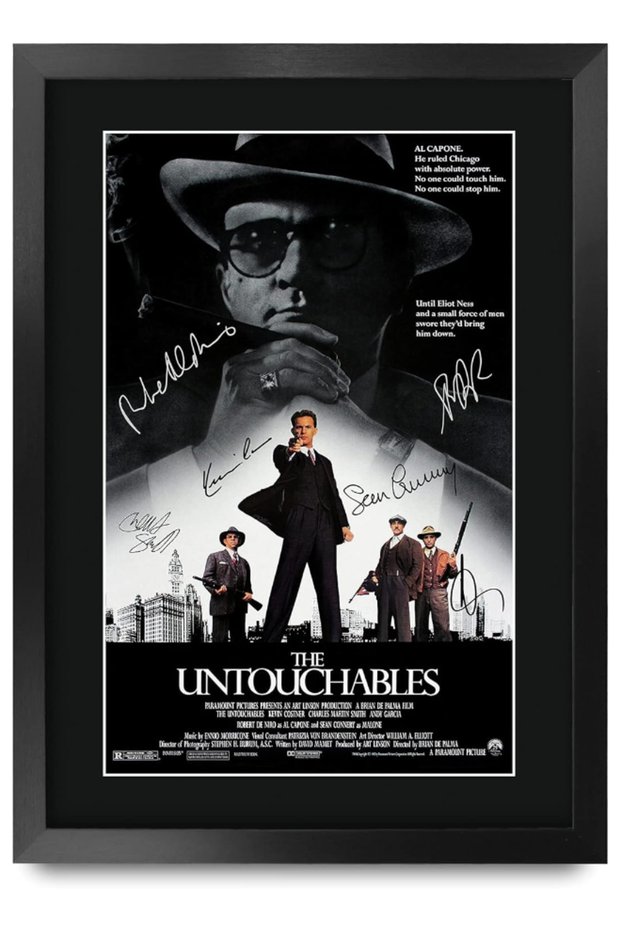The Untouchables The Cast Robert De Niro Sean Connery Gifts Printed Poster Signed Autograph Picture for Movie Memorabilia Fans - A3 Framed