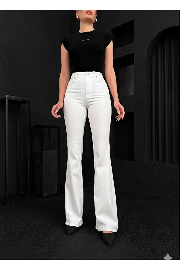 Modern Style White Spanish Flared Jeans