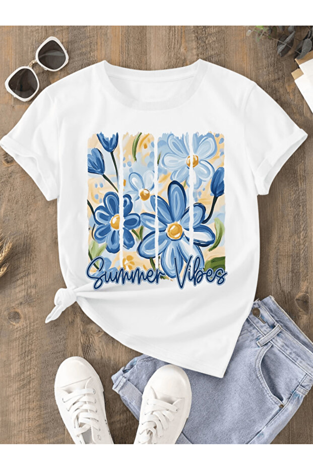 Summer vibes printed premium oversize t-shirt for women