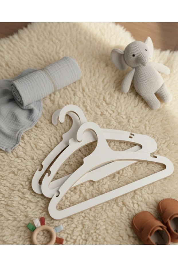 Baby Clothes Hangers - Set of 7 Natural Wooden Baby Wardrobe Organizers (20 cm)