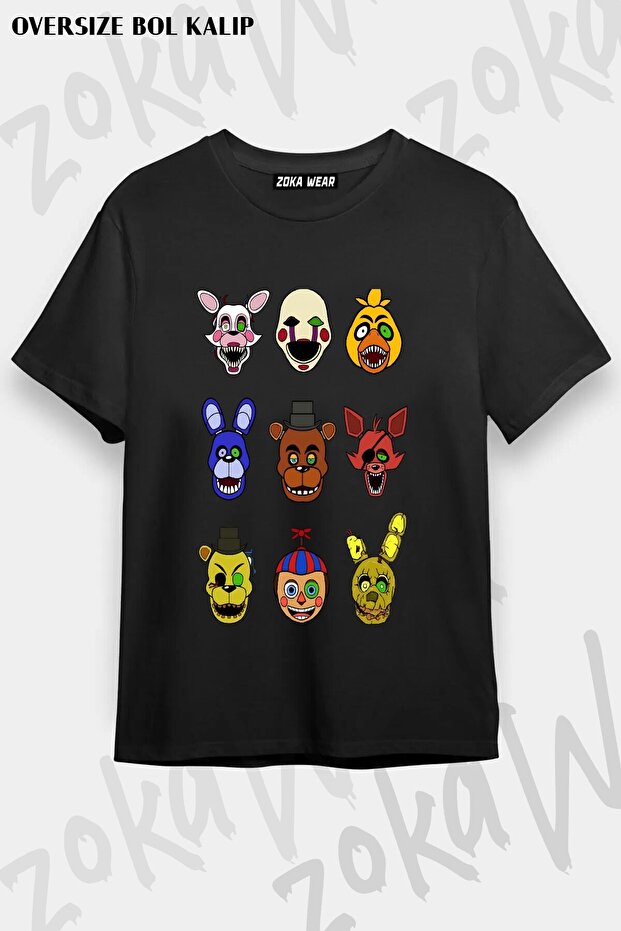 Unisex Loose Fit Fnaf Five Nights V11 Printed T-Shirt