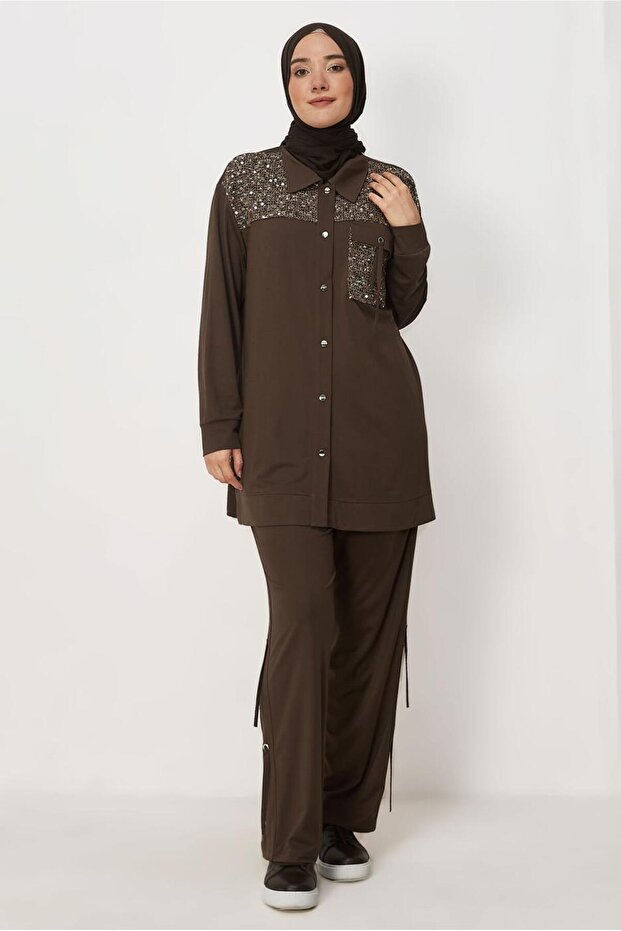 Shirt Collar Track Suit Set 46500
