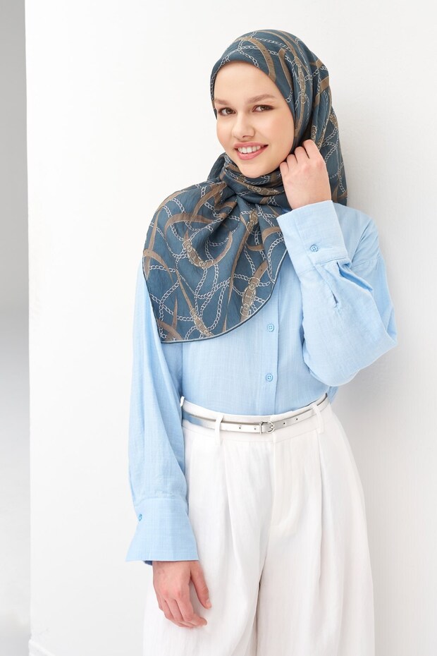 Monare Scarf Belt Petrol Blue 90X90
