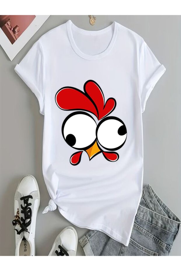 White Oversize Printed T-Shirt
