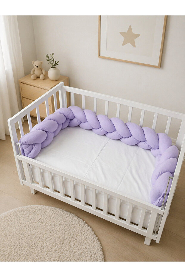 290 cm Knitted Crib Protector 3-Sided Knitted Protection Mat - Crib Protection Cushion