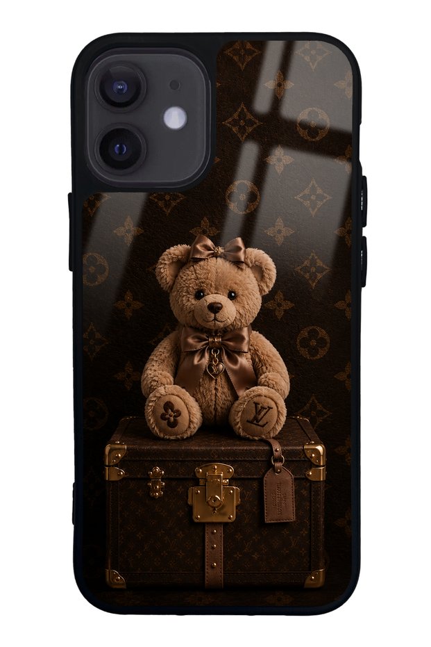 iPhone 12 Mini Luxury Brown Teddy Design Glossy Phone Case