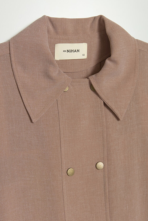 Plus Size Half Double-Breasted Robe - Light Brown - 2