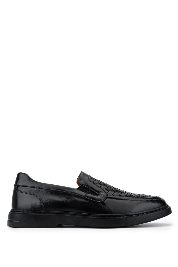 Men's Genuine Leather Black Loafer Shoes