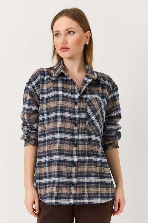 Women's Plaid Shirt Brown