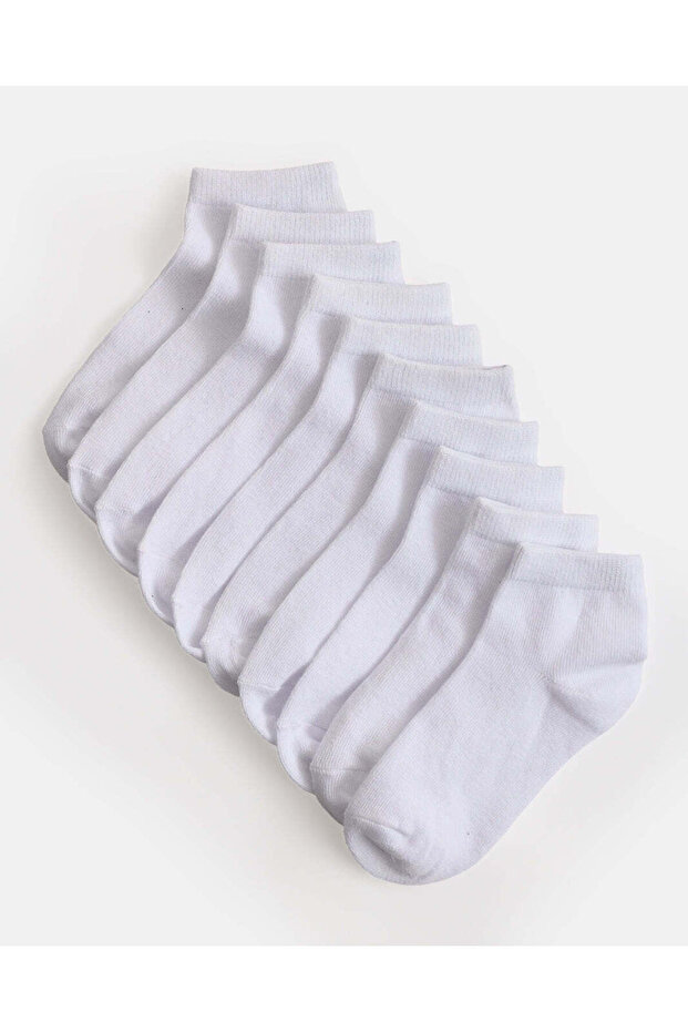 Boys White Ankle Length Socks Pack Of 10