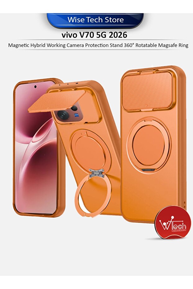 vivo V70 5G 2026 Magnetic Hybrid Working Camera Protection Stand 360° Rotatable Magsafe Ring Case Cover