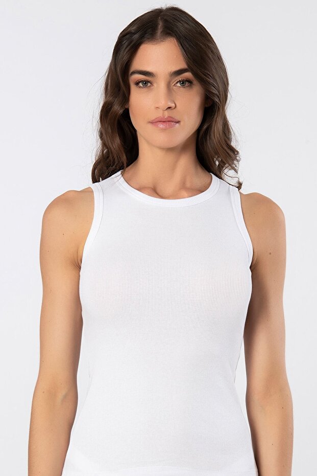 Women's sleeveless ribbed tank top, 95% cotton, 5% elastane