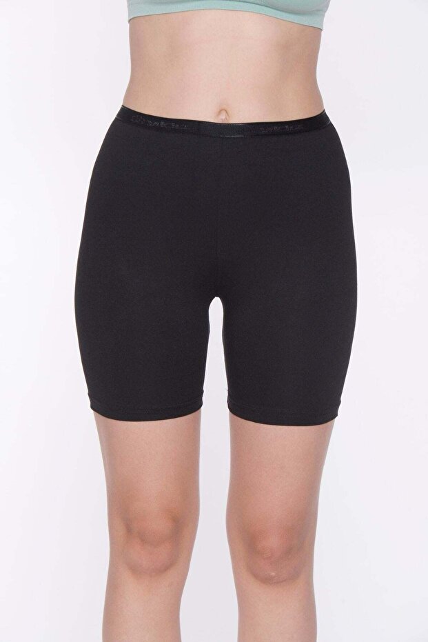 Modal Belted Non-Marking Women's Short Tights Black