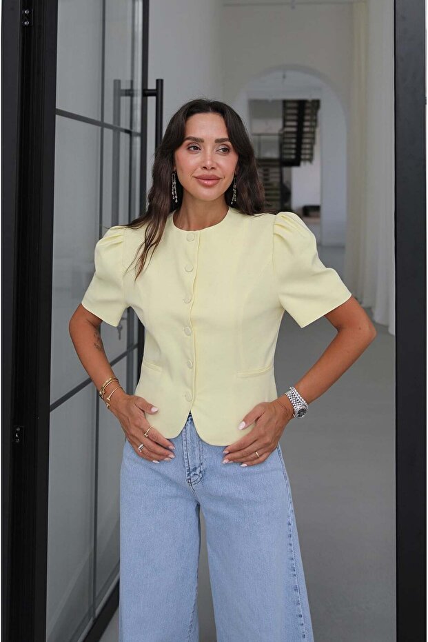 Yellow Soren Linen Blazer Jacket