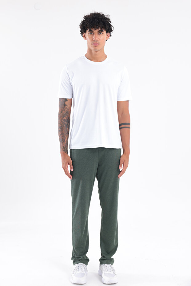 Merserize Premium Textured Zipper Pocket Straight Leg Men's Sports Pants Sweatpants