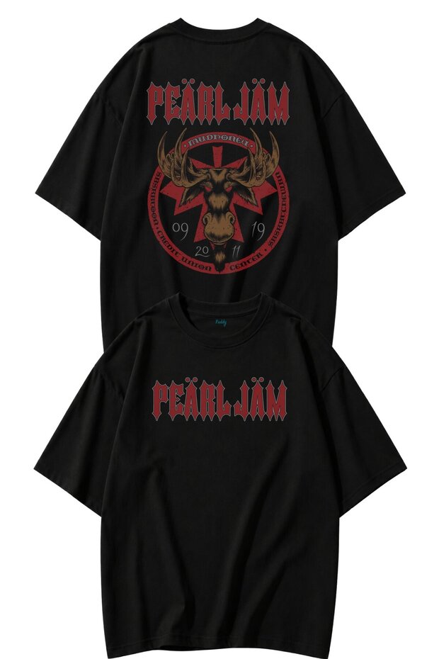 Unisex Pearl Jam Mudhoney Back Print T-Shirt, Oversized Rock Band Themed Crew Neck Tshirt
