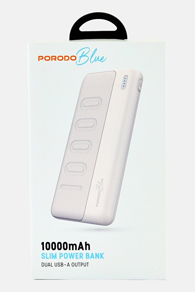 10000mAh Slim Power Bank Dual Usb-A Output, White
