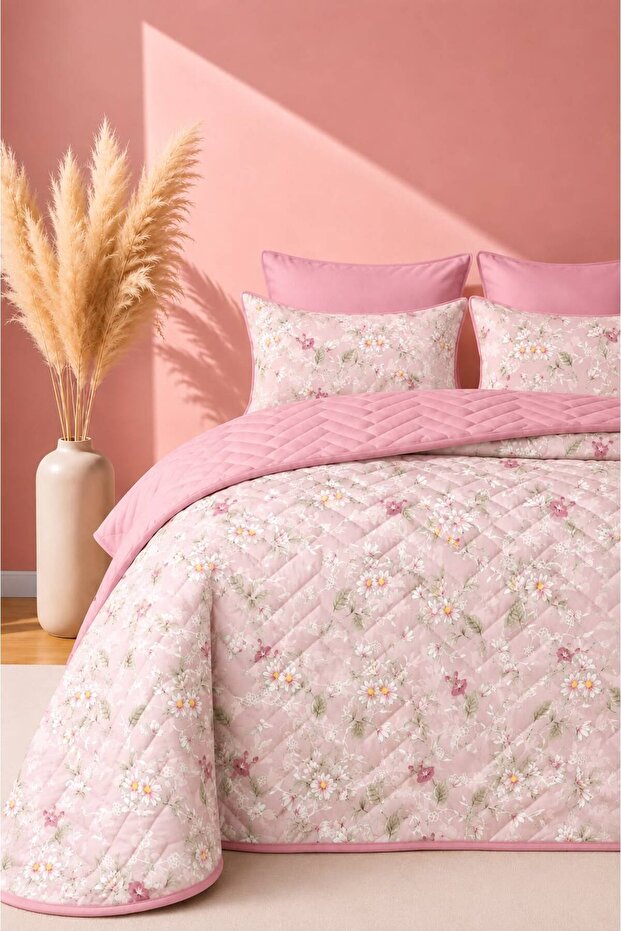طقم غطاء سرير مزدوج مبطن بيكيه - 200×230 سم - مع غطاءين للوسائد