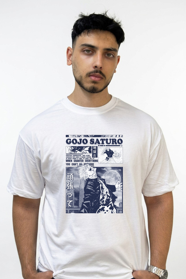 Gojo Satoru_20 Design Printed Oversize White T-Shirt