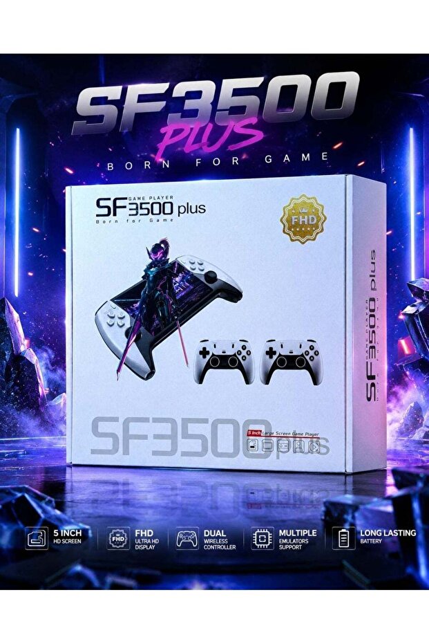 Generic SF3500 Plus Portable Handheld Game Console – 5-Inch HD IPS Screen with 2 Joystick | 10000 Built-in Retro Games