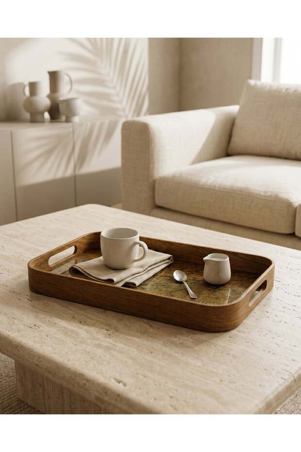 Brown Textured Serving Tray - 1