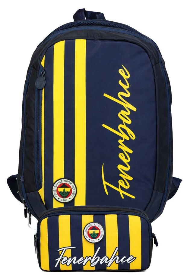 Double School Bag and Pen Case Set Yellow - Navy Blue (Fenerbahçe Written) Boys - Setfb26700C