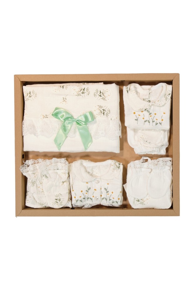 Flower Embossed 0-3 Months Muslin 10-Piece Hospital Release Zibin Set