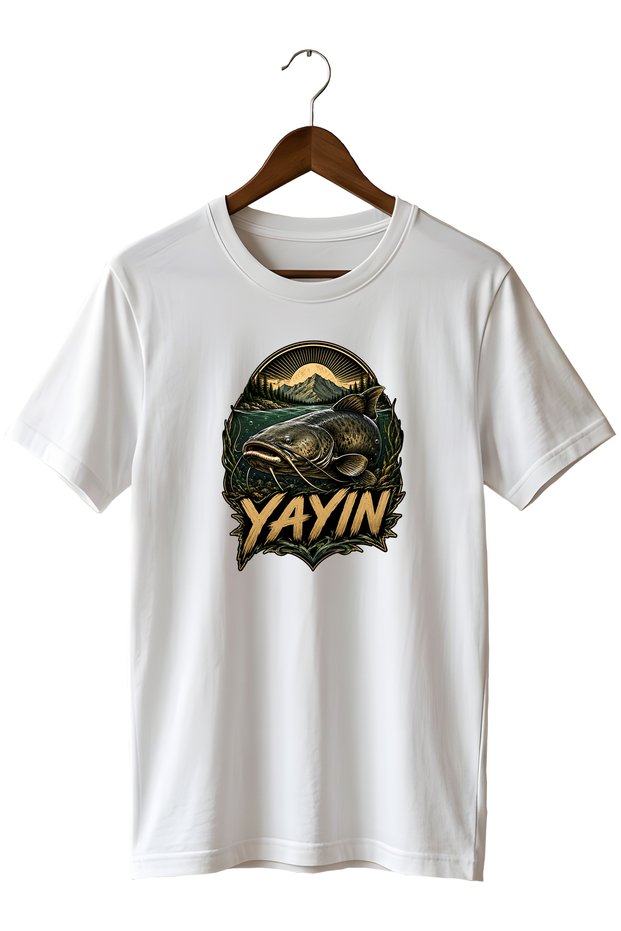 Catfish Printed Unisex T-Shirt Fishing Outdoor Fishing Themed Crew Neck T-Shirt