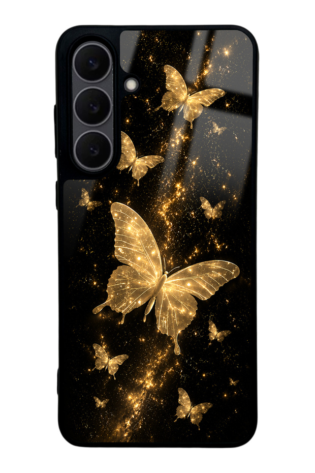 Samsung S25 Fe Yellow Galaxy Butterfly Design Glossy Phone Case