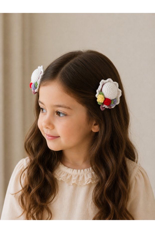 Girl's Knitted Snapback Hat Buckle (White)