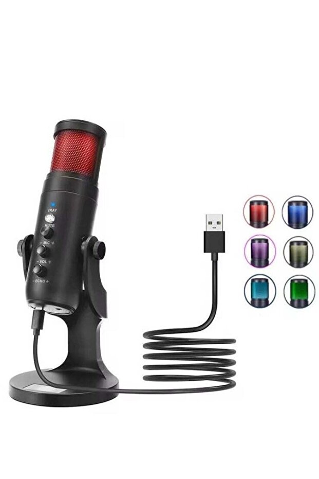MC-PW9 USB Cable Microphone Voice Recording Tool RGB Light