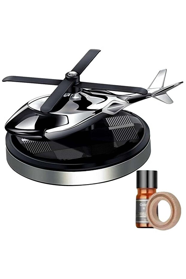 Helicopter Solar-Powered Car Air Freshener – Rotating Aromatherapy Diffuser in Silver