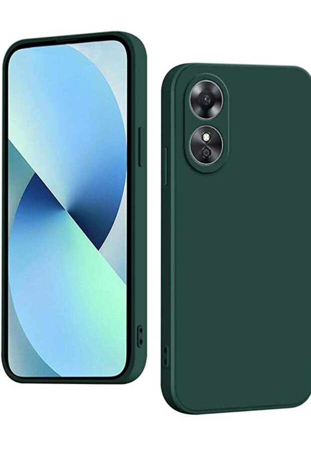 Oppo A58 4G Green Silicone Case – Liquid Gel Rubber Bumper with Soft Microfiber Lining, Slim Shockproof Hard Shell