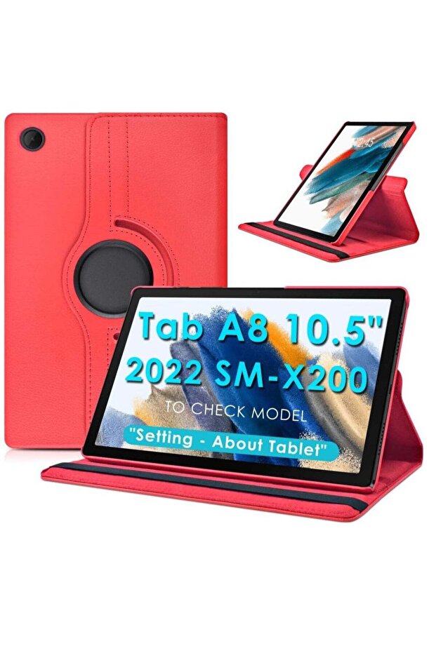 Case Compatible with Galaxy Tab A8 10.5" Case (SM-X200/X205/X207), Galaxy Tab A8 Case 10.5 inch,Auto Sleep/Wake 360° Rotating Stand Folio Leather Case for Tab A8 2022 (Red)