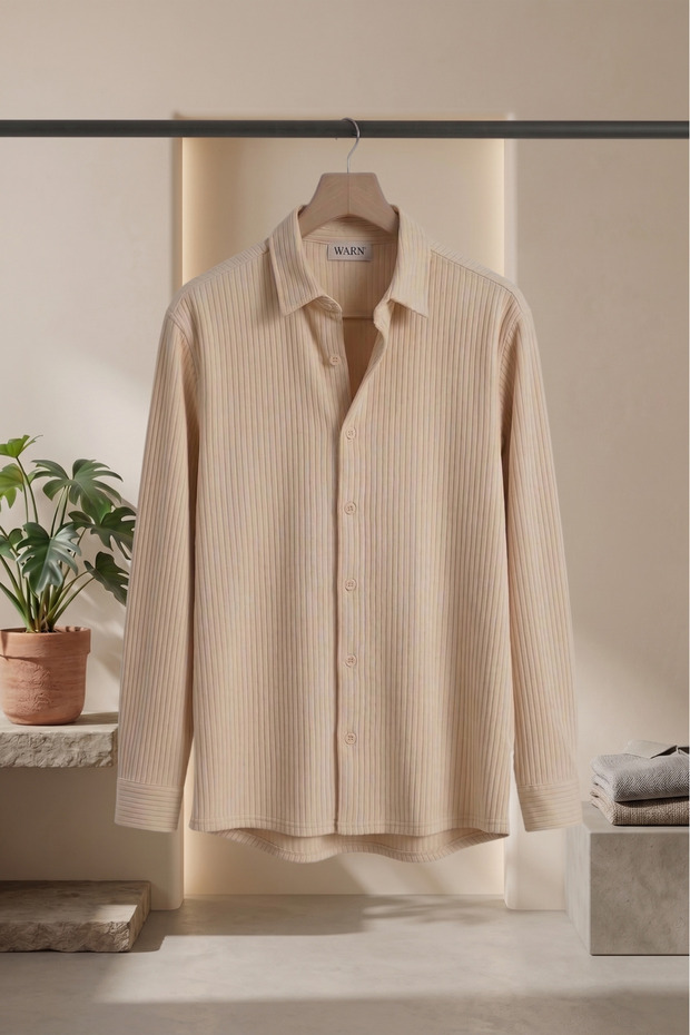 Ottoman Long Sleeve Shirt Stretchy Twill Fabric