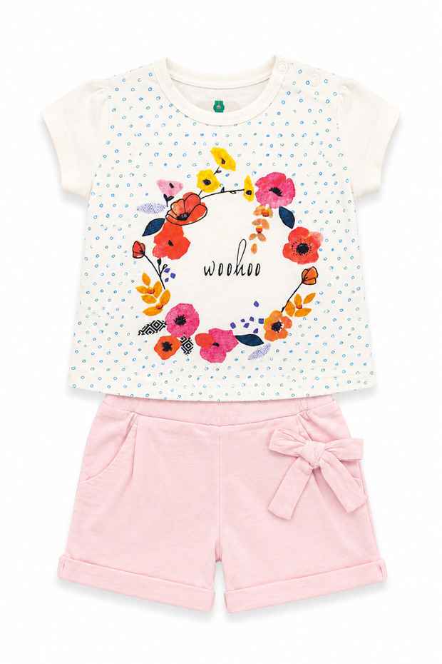100% Cotton Baby Girl Shorts Set with Floral Pattern 372274