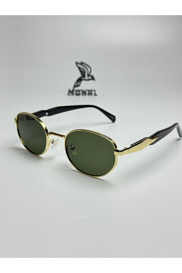 Pery Haki̇ Sunglasses Oval Gold Frame Khaki Organic Glass 50 Ekartman