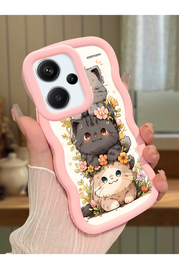 Redmi Note 13 Pro Plus 5g Compatible Case Camera Protector Pink Silicone Couple Phone Case Cat Pattern